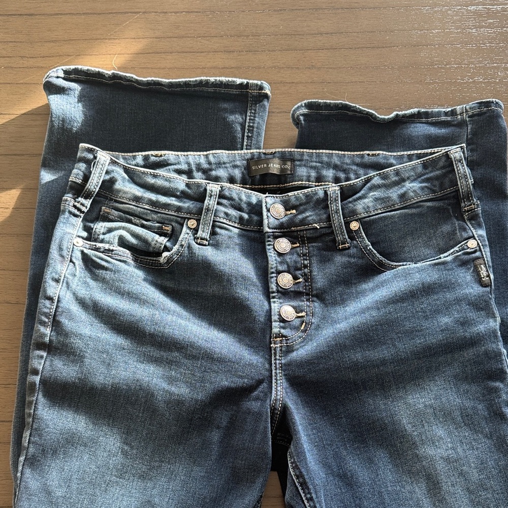 Silver - High Rise  button fly Suki bootcut Blue Jeans for Women